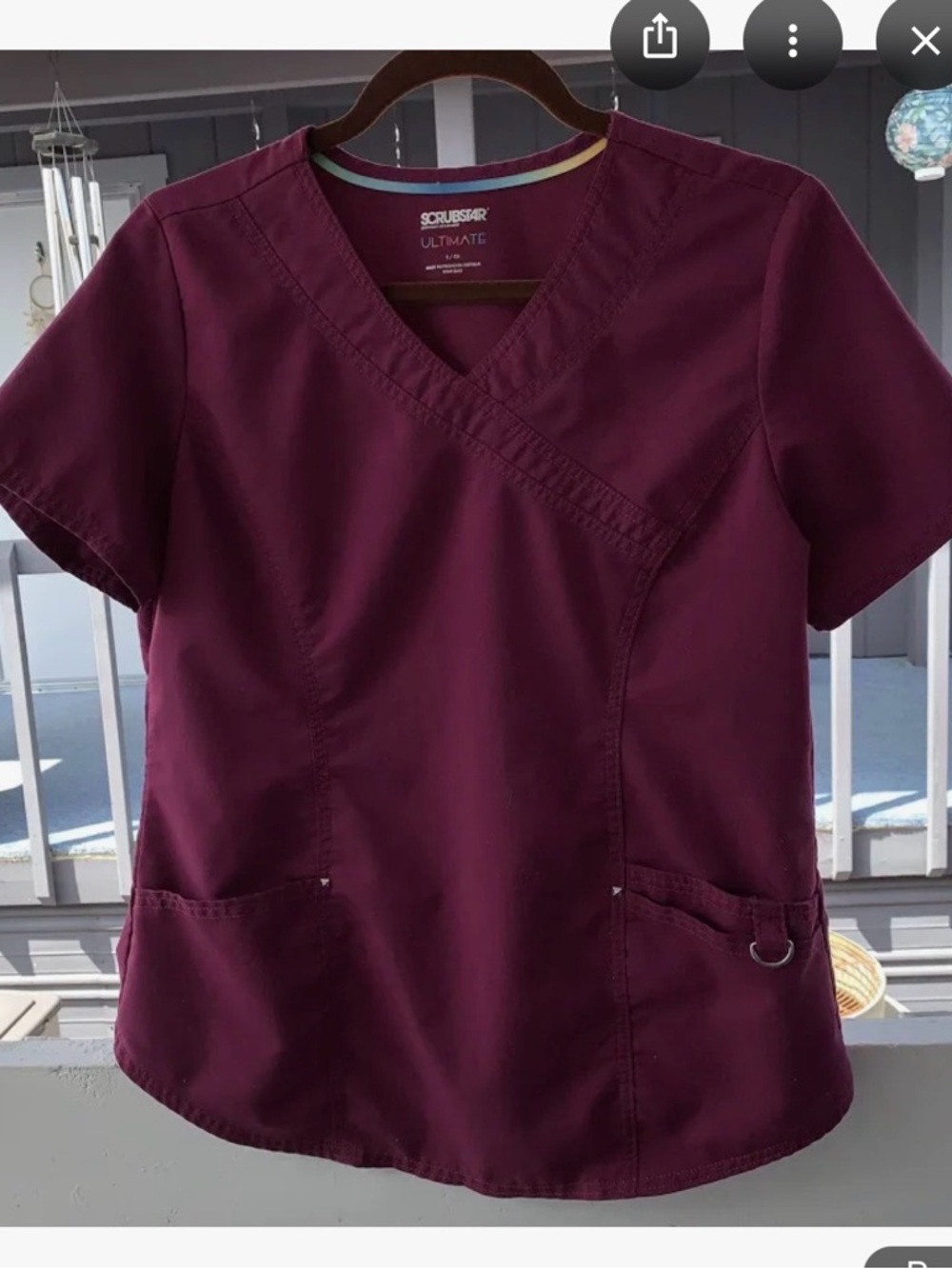 Scrubstar Scrub Top in Burgundy